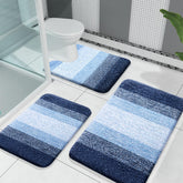 OLANLY navy 3-piece rug front view with plush microfiber for cozy feet.