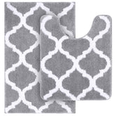 OLANLY 2-piece rug set, grey, top view, plush comfort for bathroom floors.