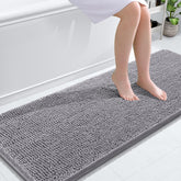 OLANLY bathroom runner rug shows plush chenille for warm, cozy feet