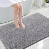 OLANLY large bathroom rug close-up shows soft chenille texture for warm feet and plush comfort