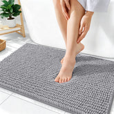 OLANLY thick gray bathroom rug with plush chenille for luxurious comfort.