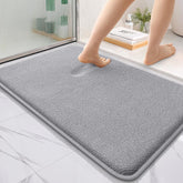 OLANLY thick memory foam bath mat gray for plush comfort after shower.