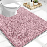 OLANLY Toilet Rug U-shaped 24x20 with plush chenille for warm feet and moisture pickup