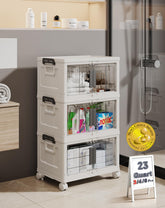OlarHike 23QT bin with doors and wheels for easy access and movement.