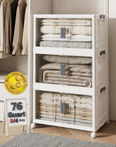 OlarHike 76QT lockable storage bin with doors and wheels for easy access.