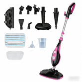 OLIXIS 10-in-1 steam mop assembled, ready for setup and cleaning efficiency.