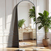 OLIXIS black arched full-length mirror front view for clear full-body checks
