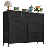 OLIXIS dresser with wooden top provides a sturdy surface for daily essentials.