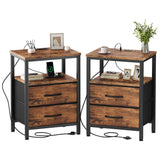 OLIXIS nightstands set-2 with charging station showing built-in outlets for bedside charging.