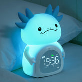 ollycasa Axolotl alarm clock front view shows welcoming design for kids' wake time.