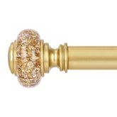 OLV gold curtain rod with crystal finials on display