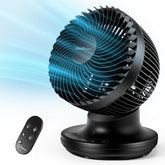 OmniBreeze 6in black table fan front view showing even airflow