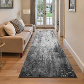 Ompaa 2.6x8 black rug runner with non-slip backing for hallway safety.