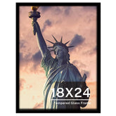 One Wall 18x24 black pinewood frame front view for versatile wall display