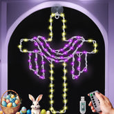 Ontigola cross-drape window light close-up with copper wire detailing for Easter window dΓ©cor
