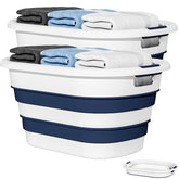 OOAMBB 43L blue collapsible laundry basket expanded for full load storage