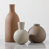 OOIT ceramic vase set of 3 collection view shows a rustic brown finish for warm home decor.