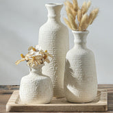 OOIT Ceramic Vase Set 3 trio on mantel, perfect for seasonal centerpieces.