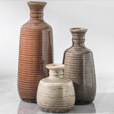 OOIT ceramic vases set 3 in neutral brown grouped for versatile decor display