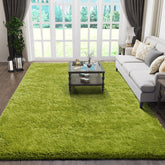 Ophanie Green Living Room Rug with grass shag adds cozy warmth to floors.