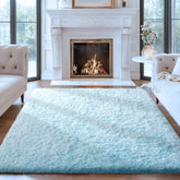 Ophanie Light Blue Rug provides plush comfort in a kids' bedroom for cozy playtime.