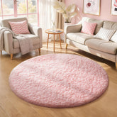Ophanie Pink Round Rug with soft shag texture for cozy rooms