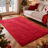 Ophanie red rug for bedroom with plush surface for cozy evenings.
