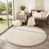Ophanie round rug 4ft ivory circle plush pile for cozy living spaces