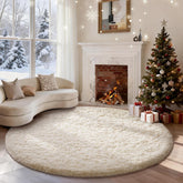 Ophanie round rug 6ft ivory with plush shag for cozy living room ambiance