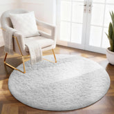 Ophanie white round rug 4ft top view with plush shag for cozy living spaces