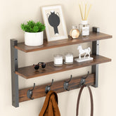 Orapoke two-tier wall shelf with hooks displaying extra storage and organized space