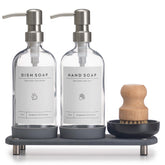 ORCHID HOME kitchen soap dispenser with clear glass bottle for a chic, organized sink.