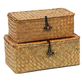 Ordelite set of two wicker baskets with lids for tidy storage.