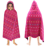 Original Kids hooded towel wrap front view with pink multicolor pattern for cozy post bath use