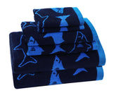 Original Kids shark bath towels close-up, soft jacquard texture for gentle bath time.