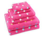 Original Kids Sugar & Spice towel set front view with vibrant pink multicolor fabric