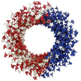 Orilium 22inch patriotic wreath with red, white, blue flowers and stars adds curb appeal to your front door
