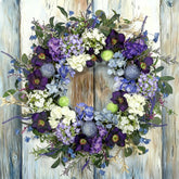 Orilium 24-inch wreath with lavender and hydrangea for front door, boosts year-round curb appeal.
