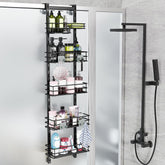 Orimade over-the-door shower caddy in black with five shelves for organized storage.