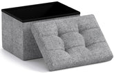 Ornavo Home small storage ottoman in gray folds flat for compact storage.