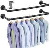 OROPY industrial pipe clothes rack wall mounted set 2 front view enhances laundry storage