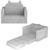 ORWIPO Kids Sofa Bed in gray bear design with a soft cover for play