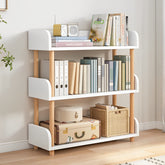 OSCHF 3-tier wooden bookcase top edge keeps books neatly displayed.