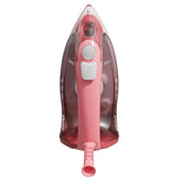 Oster Aeroceramic iron red, side view, compact design ideal for tight spaces.