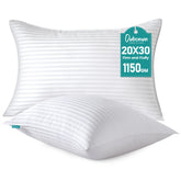 Oubonun queen-size pillow close-up of cotton cover for breathable comfort.