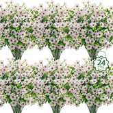 Ouddy Decor 24-pack outdoor flowers in packaged display, durable for year-round outdoor use.