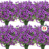 Ouddy Decor 24-bundle outdoor flowers in purple for enduring color on porches