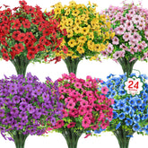 Ouddy Decor 24-pack outdoor flowers in mixed colors for versatile decorating.</p>