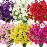 Ouddy Decor 24-bundle petunias outdoors add long-lasting color to patios and gardens.