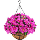 Ouddy Decor artificial hanging azalea flowers in coconut basket for versatile decor
